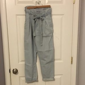 Striped, paper-bag, pants